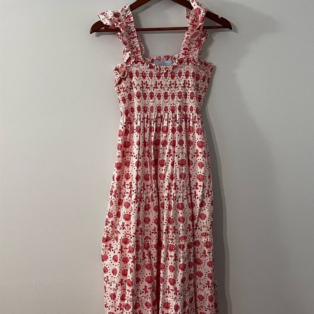 Hill House Pink Seashell and Mermaid Print Midi Dress - Picture 2 of 5